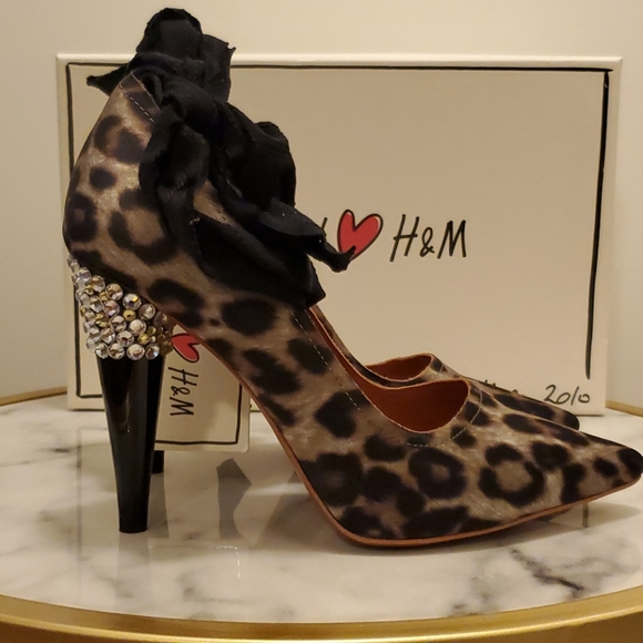 Lanvin x H&M leopard crystal tie heels - Picture 6 of 10